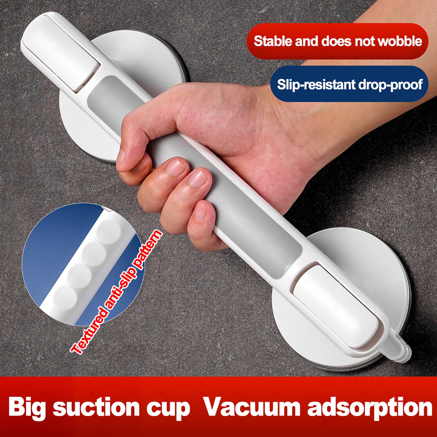 Safety bathroom grab bar with strong suction cups for seniors anti-slip handle