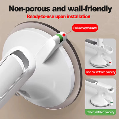 No-drill bathroom safety handle with security locking latches